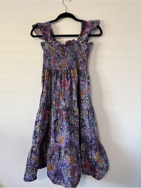 Jude Connally Lavender Floral Smocked Dress  V1